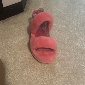 UGG Pink Slippers with Plush Straps and Cozy Design